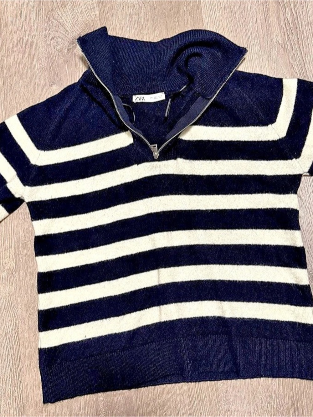 Zara Striped Zipped Sweater in Black & White